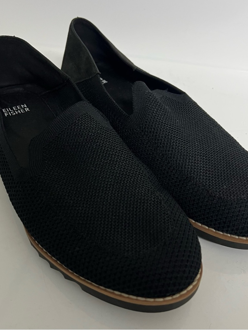 Eileen Fisher Emery Loafer Stretch Jersey Knit & Suede Slip on Shoes Size 10